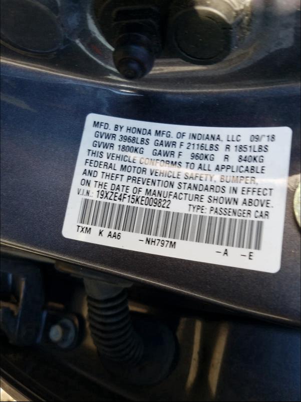2019 HONDA INSIGHT LX 19XZE4F15KE009822