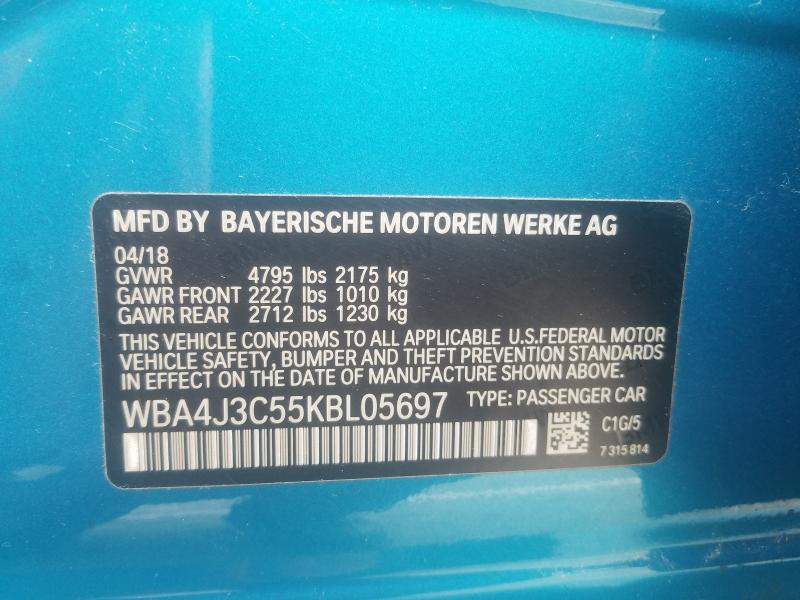 2019 BMW 430XI GRAN WBA4J3C55KBL05697