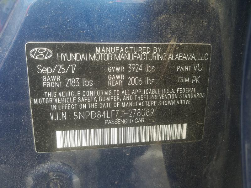 VIN KM8J33AL0KU014994 2018 HYUNDAI ELANTRA SE no.10