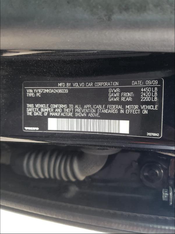 2010 VOLVO S40 T5 YV1672MH3A2496039