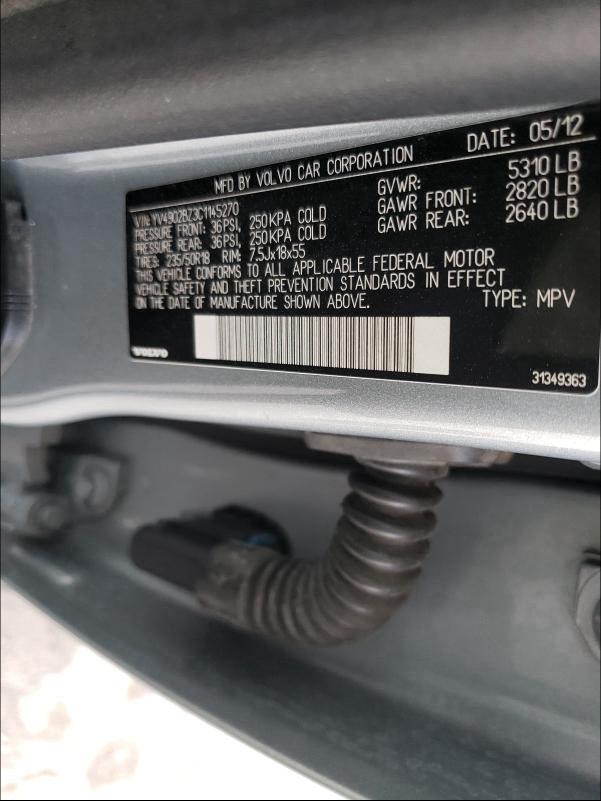 2012 VOLVO XC70 YV4902BZ3C1145270