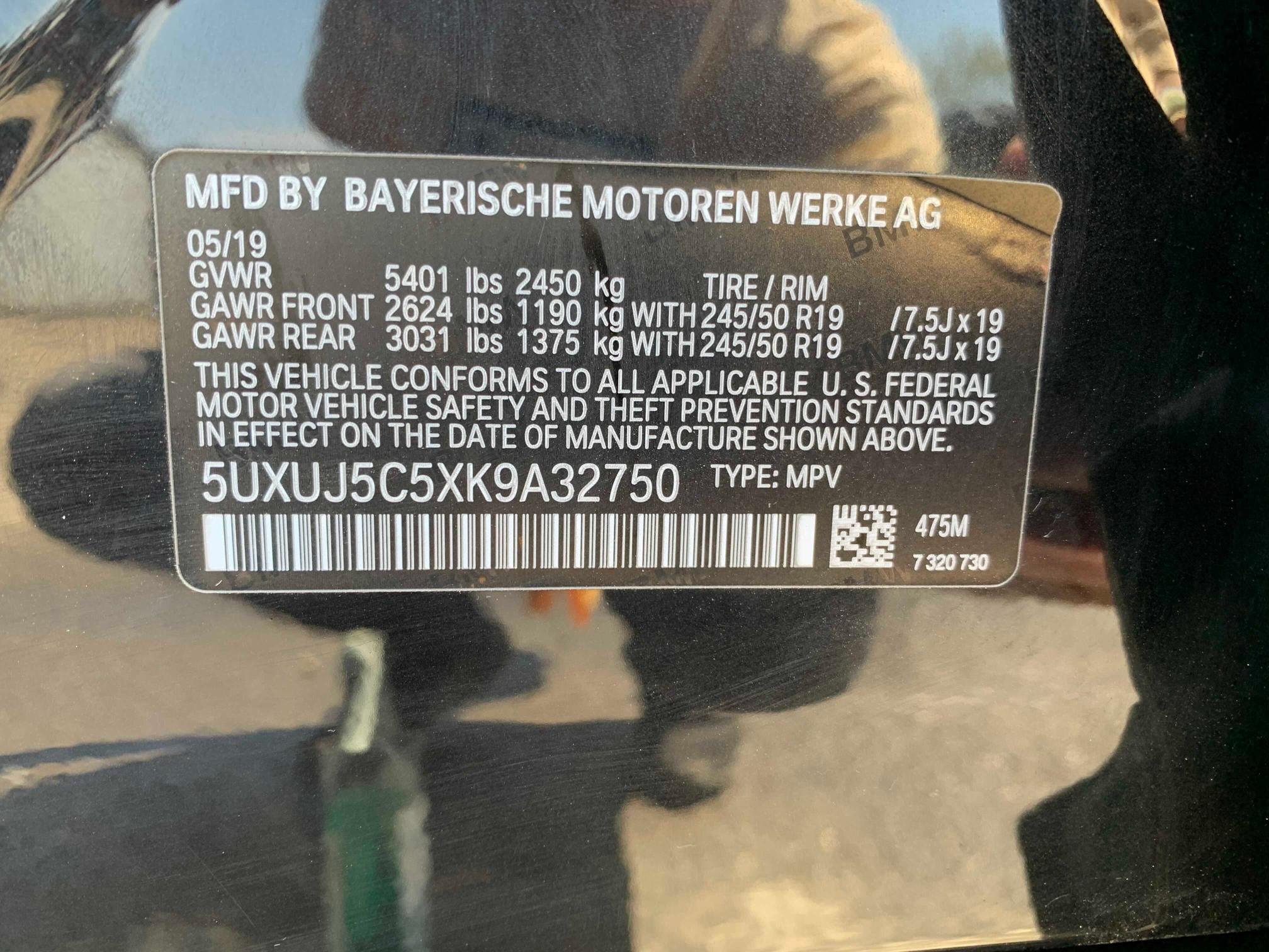 2019 BMW X4 M40I 5UXUJ5C5XK9A32750