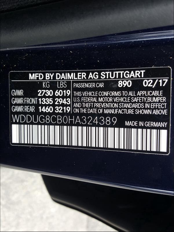 2017 MERCEDES-BENZ S 550 WDDUG8CB0HA324389