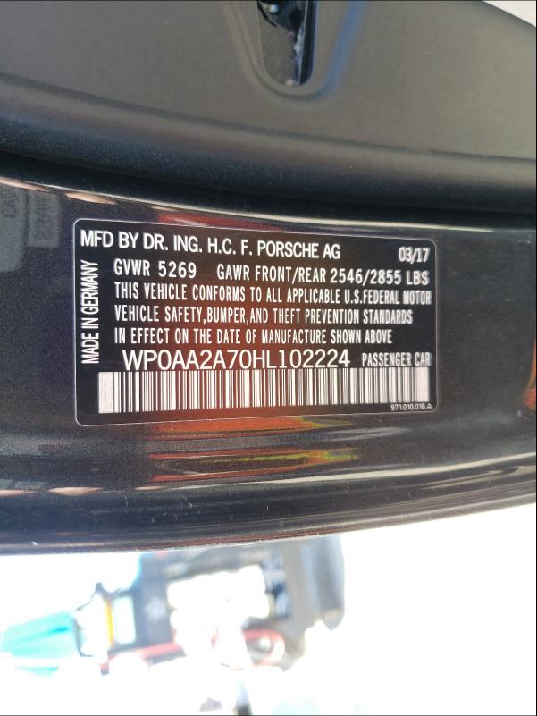 2017 PORSCHE PANAMERA 2 WP0AA2A70HL102224