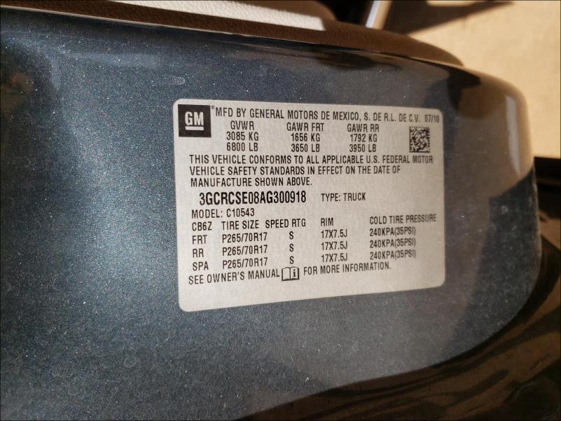 2010 CHEVROLET SILVERADO 3GCRCSE08AG300918