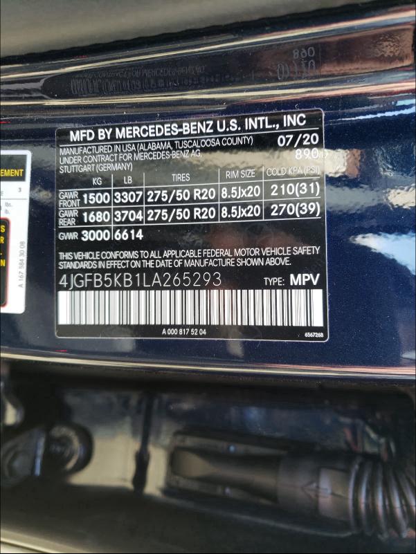 2020 MERCEDES-BENZ GLE 450 4M 4JGFB5KB1LA265293