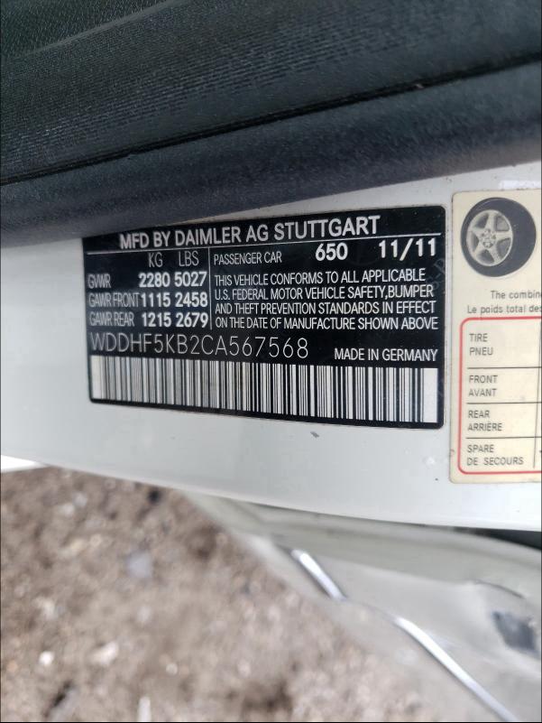 2012 MERCEDES-BENZ E 350 WDDHF5KB2CA567568