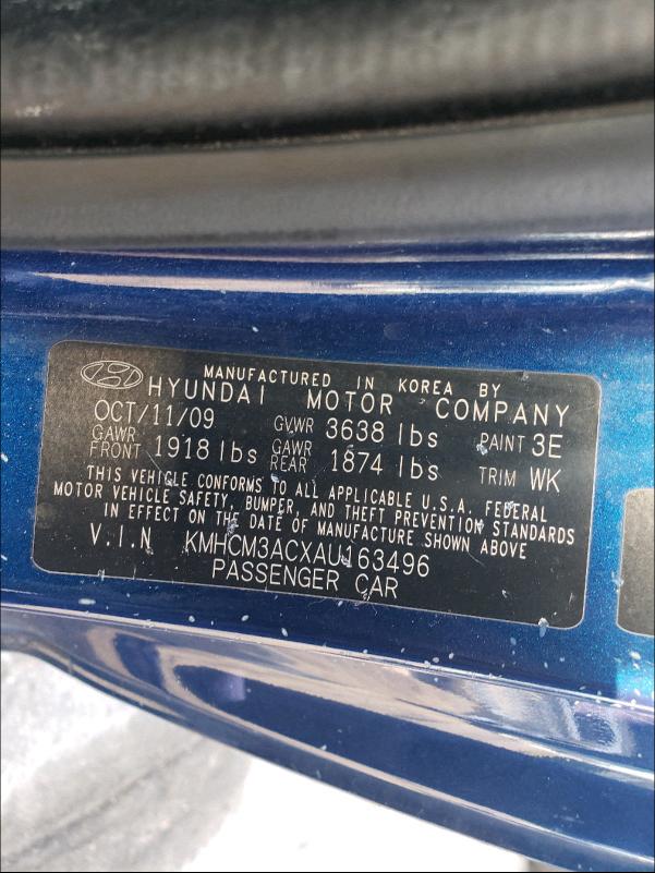 2010 HYUNDAI ACCENT BLU KMHCM3ACXAU163496