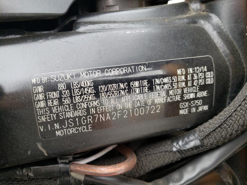 2015 SUZUKI GSX-S750 JS1GR7NA2F2100722