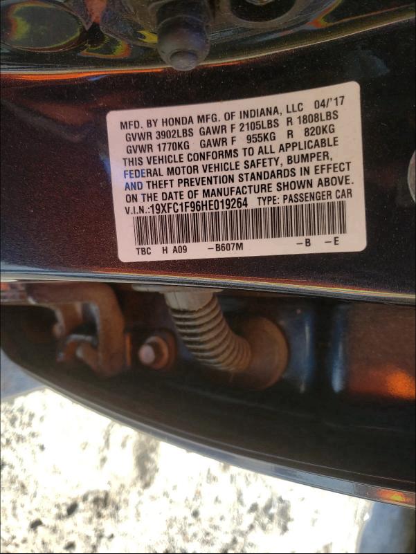 2017 HONDA CIVIC TOUR 19XFC1F96HE019264