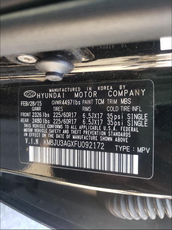 2015 HYUNDAI TUCSON LIM KM8JU3AGXFU092172