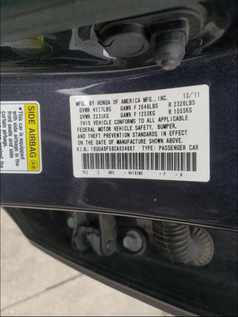 2012 ACURA TL 19UUA9F59CA004697
