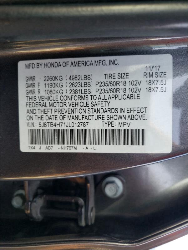 2018 ACURA RDX ADVANC 5J8TB4H71JL012787