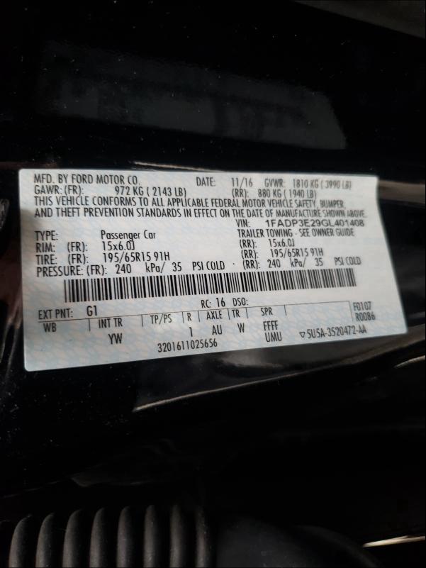 2016 FORD FOCUS S 1FADP3E29GL401408