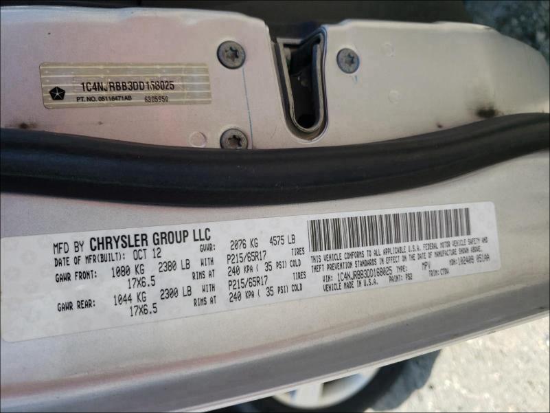 2013 JEEP PATRIOT SP 1C4NJRBB3DD168025