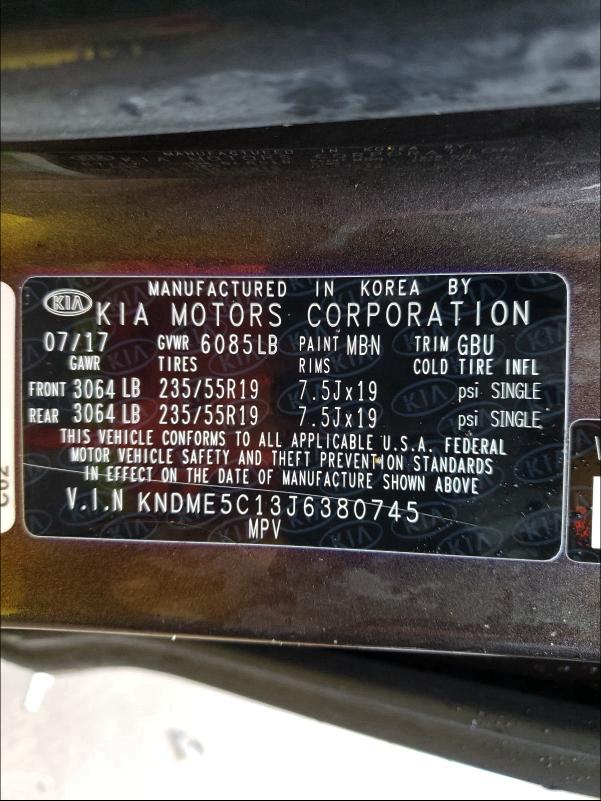 2018 KIA SEDONA SXL KNDME5C13J6380745