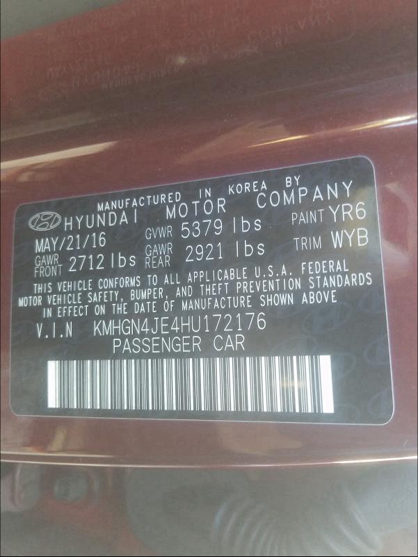 2017 GENESIS G80 BASE KMHGN4JE4HU172176