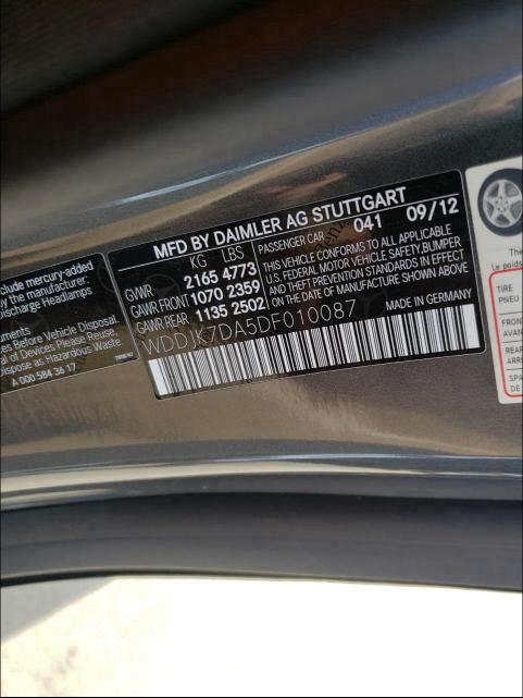 2013 MERCEDES-BENZ SL 550 WDDJK7DA5DF010087