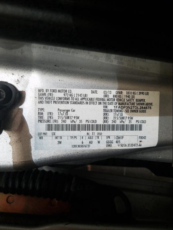 2013 FORD FOCUS TITA 1FADP3N27DL284875