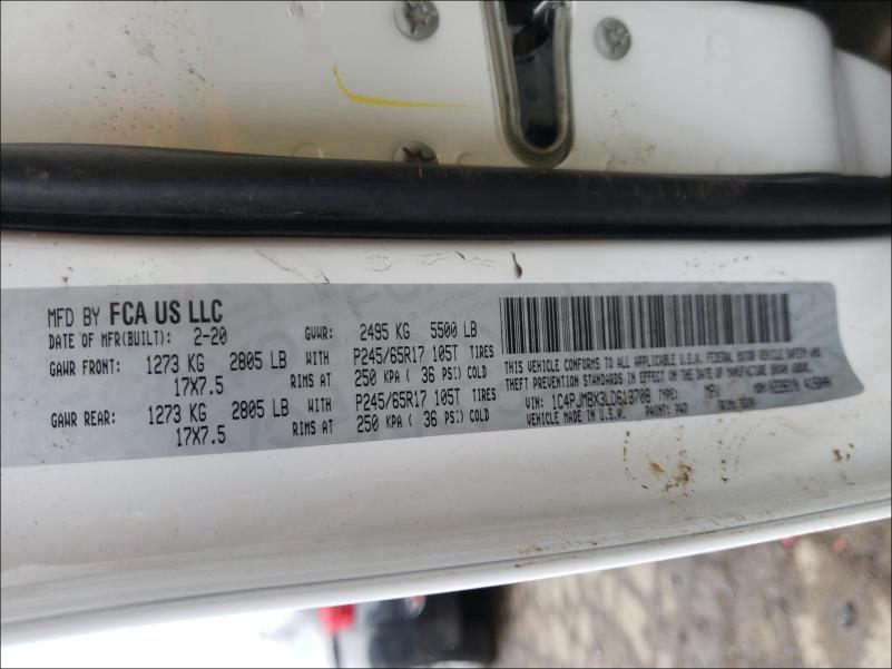 2020 JEEP CHEROKEE T 1C4PJMBX3LD613708