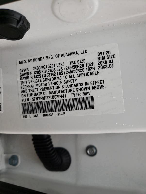 2020 HONDA PASSPORT S 5FNYF8H22LB020441