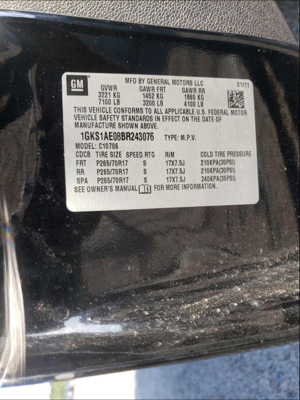 2011 GMC YUKON SLE 1GKS1AE08BR243076