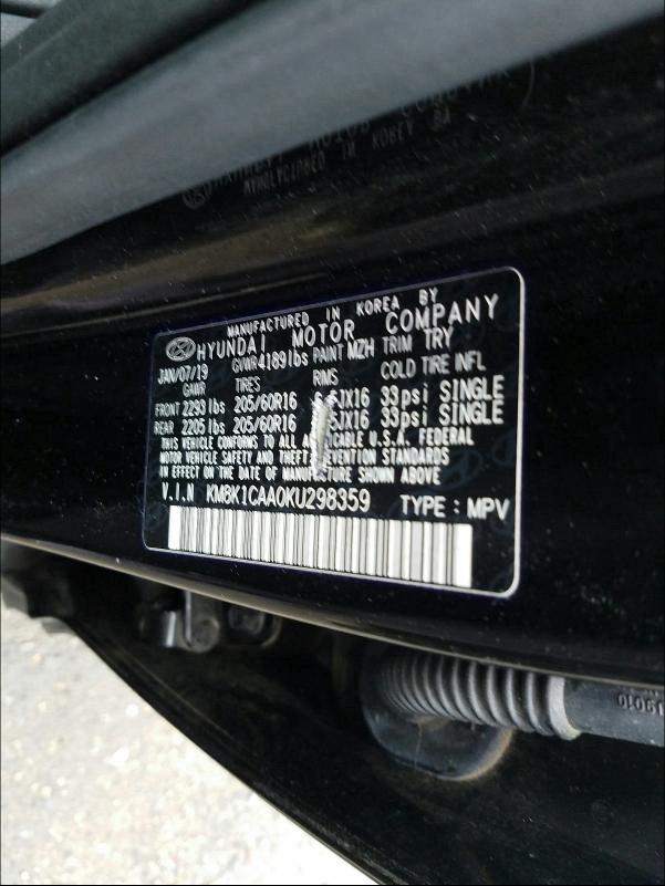 2019 HYUNDAI KONA SE KM8K1CAA0KU298359