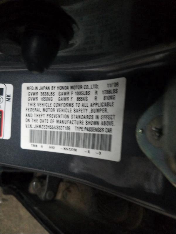 2010 HONDA INSIGHT LX JHMZE2H55AS027106