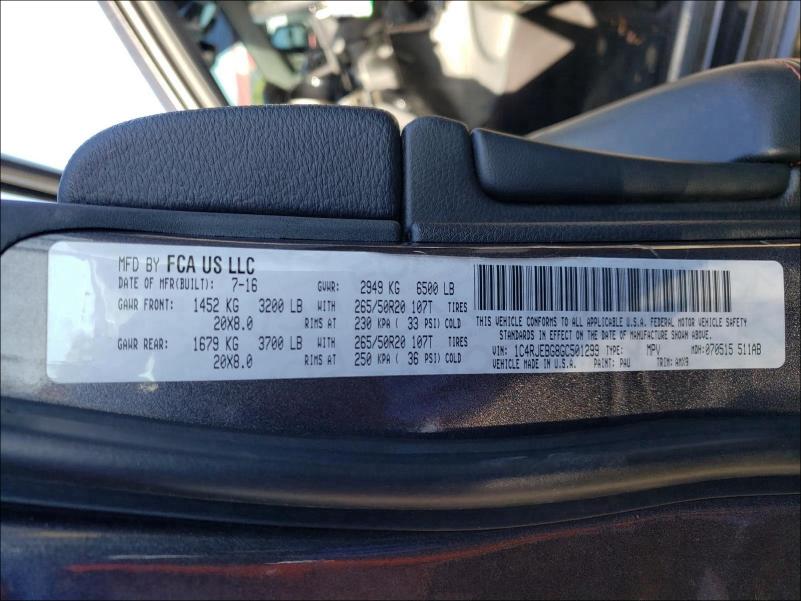 2016 JEEP GRAND CHER 1C4RJEBG8GC501299