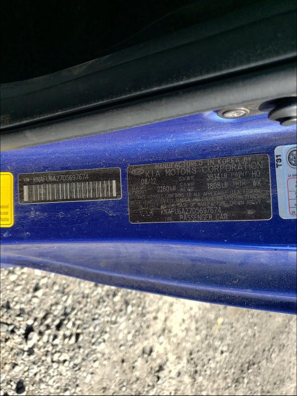 2013 KIA FORTE EX KNAFU6A27D5697674