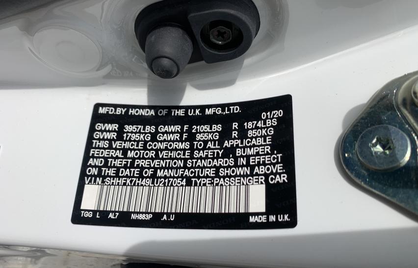 2020 HONDA CIVIC SPOR SHHFK7H49LU217054