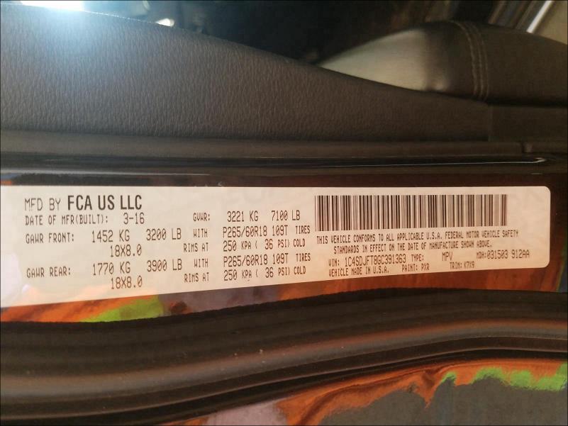 2016 DODGE DURANGO SS 1C4SDJFT8GC391363