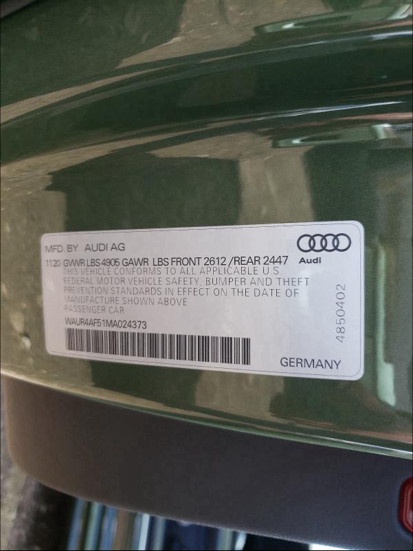 2021 AUDI S5 PRESTIG WAUR4AF51MA024373