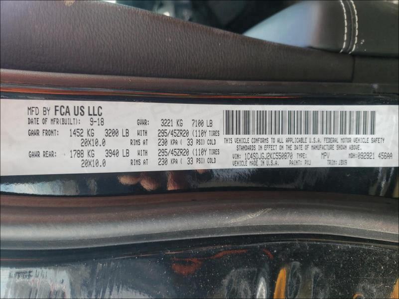 2019 DODGE DURANGO SR 1C4SDJGJ2KC550870
