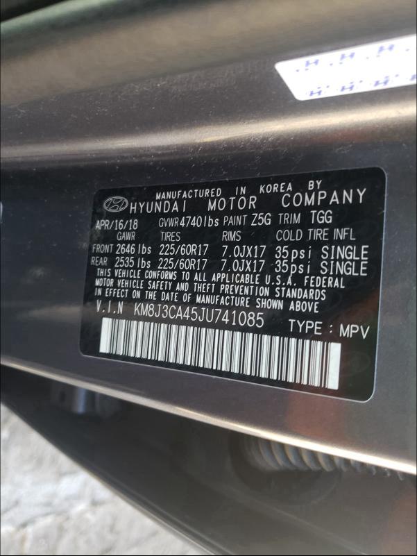 2018 HYUNDAI TUCSON KM8J3CA45JU741085