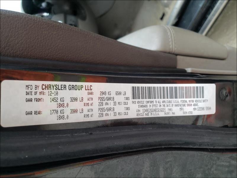 2011 DODGE DURANGO EX 1D4RE2GGXBC616221