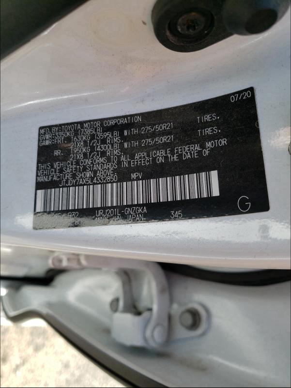 2020 LEXUS LX 570 JTJDY7AX5L4332850