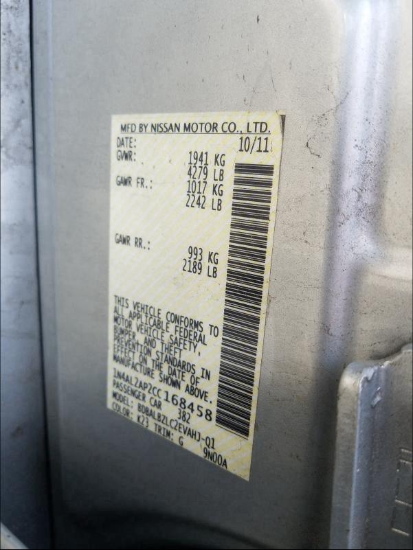 2012 NISSAN ALTIMA BAS 1N4AL2AP2CC168458