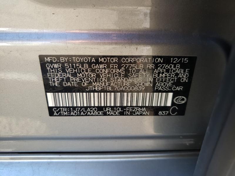 2016 LEXUS GS-F JTHBP1BL7GA000839