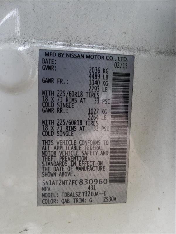 2015 NISSAN ROGUE S 5N1AT2MT7FC830960