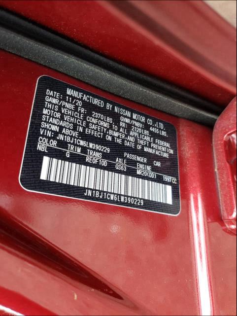 2020 NISSAN ROGUE SPOR JN1BJ1CW6LW390229