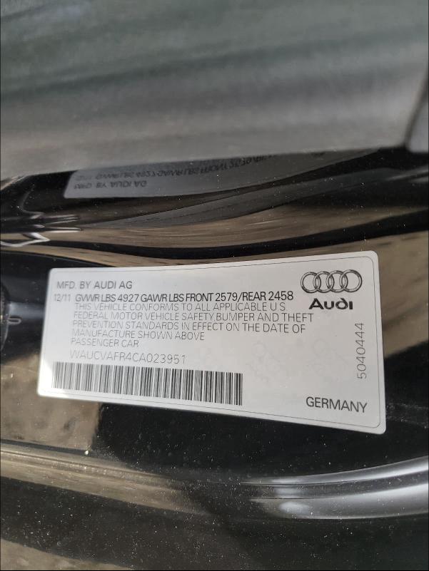 2012 AUDI S5 PREMIUM WAUCVAFR4CA023951