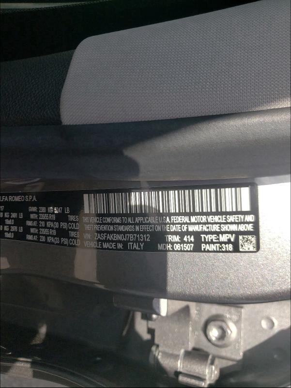 2018 ALFA ROMEO STELVIO TI ZASFAKBN0J7B71312