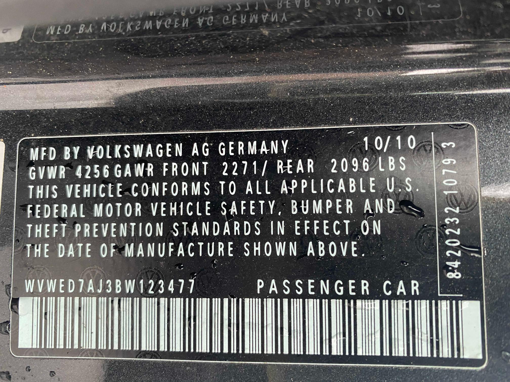 2011 VOLKSWAGEN GTI WVWED7AJ3BW123477