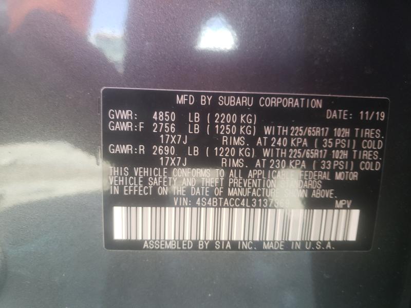 2020 SUBARU OUTBACK PR 4S4BTACC4L3137369