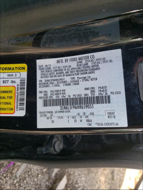 2017 LINCOLN MKZ RESERV 3LN6L5F96HR659051