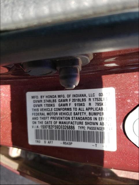 2013 HONDA CIVIC LX 19XFB2F59DE026886