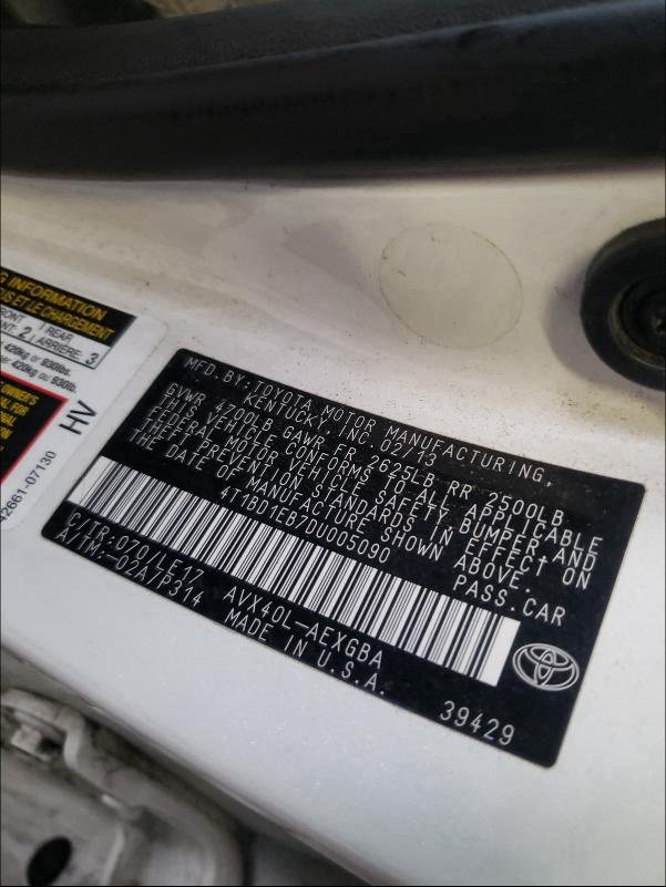 2013 TOYOTA AVALON HYB 4T1BD1EB7DU005090