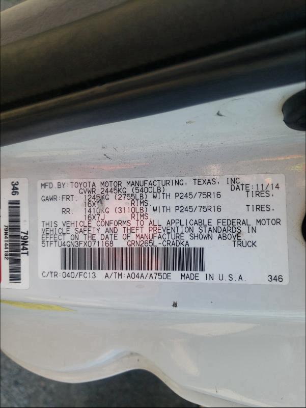 2015 TOYOTA TACOMA PRE 5TFTU4GN3FX071168