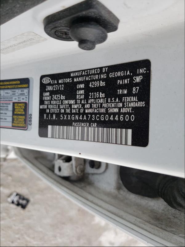 2012 KIA OPTIMA EX 5XXGN4A73CG044600